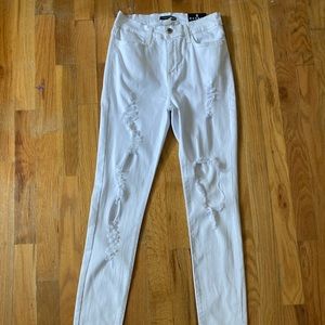 Fashion Nova white ripped jeans size 9